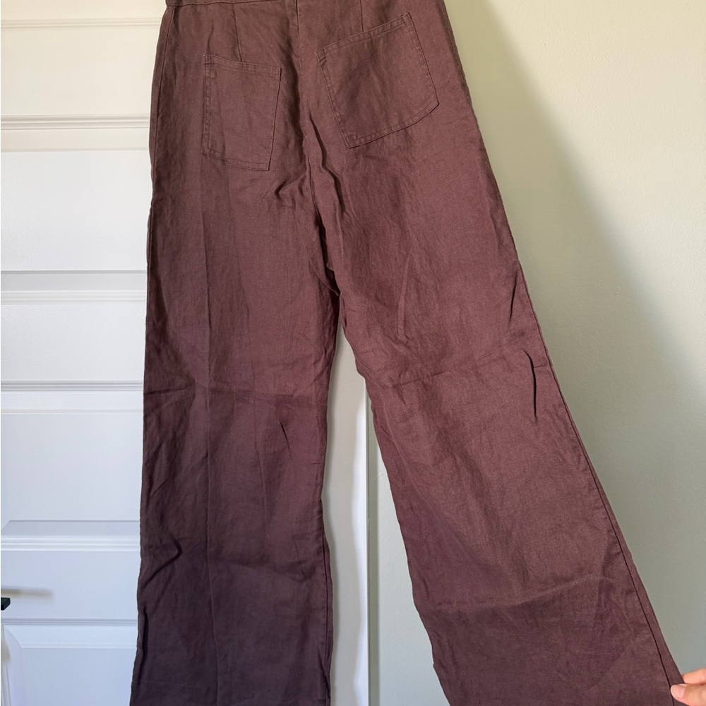 Petal and Pup Women's Brown Wide-Leg Linen Pants Small 4 - Picture 2 of 4